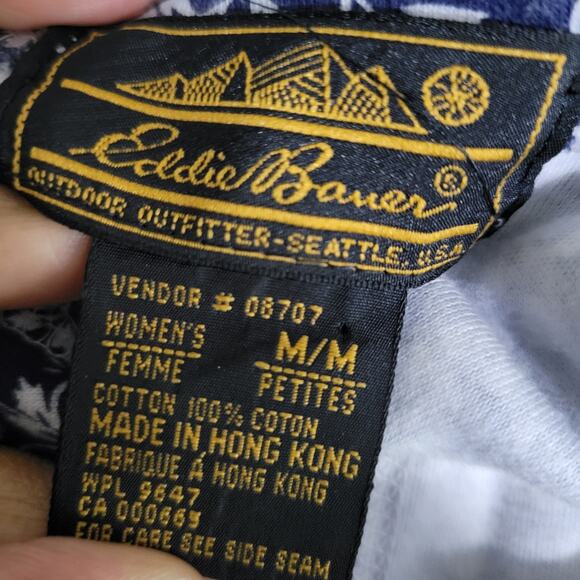 Vintage Eddie Bauer Maxi Dress Blue Floral Button Front Shirtdress Medium Petite - Picture 7 of 16